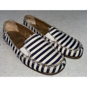 Aerosoles Shoes Women's 8 Slip On Flats Stripe Comfort Blue White Canvas Low Top